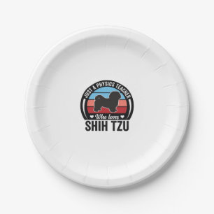 Physics Teacher Shih Tzu Vintage Dog Shirt Design_ Paper Plate