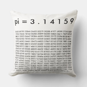 pi= 3.14159 Black White Math Science pi Day Digits Cushion