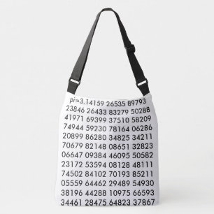 pi= 3.14159 Math Science pi Day Digits black white Crossbody Bag