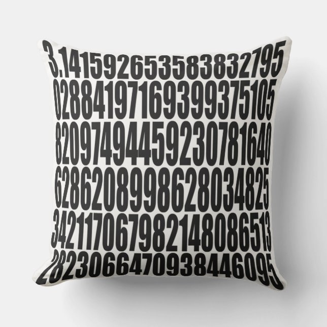 pi= 3.141 Black and White Math Science Pi Day Cushion (Front)