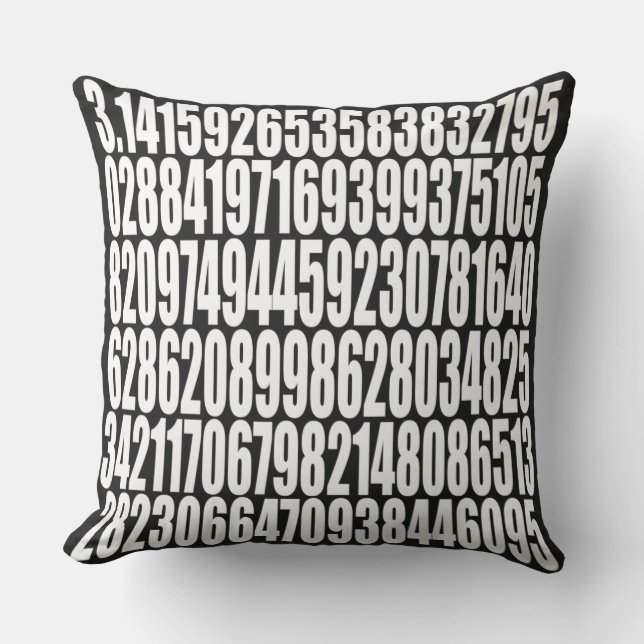 pi= 3.141 Black and White Math Science Pi Day Cushion (Front)