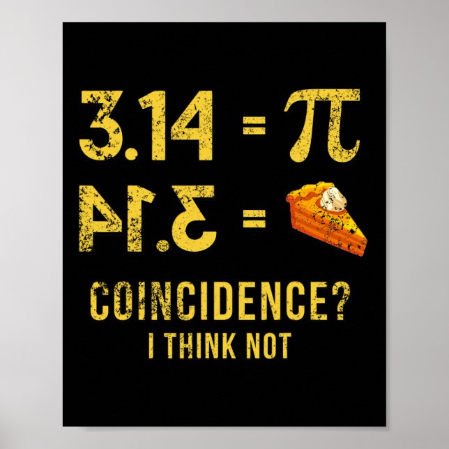 Pi 3 14 = Pie Coincidence I Think Not Math Pun  Poster (Front)