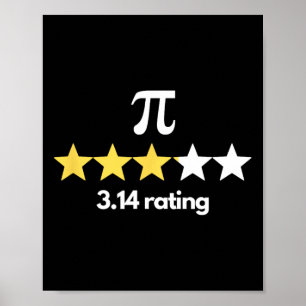 Pi 3.14 Star Rating Funny Pi Humour Pi Day Novelty Poster