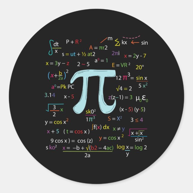 Pi Circle Number Formulas Nerdy Mathematicians Pi  Classic Round Sticker (Front)
