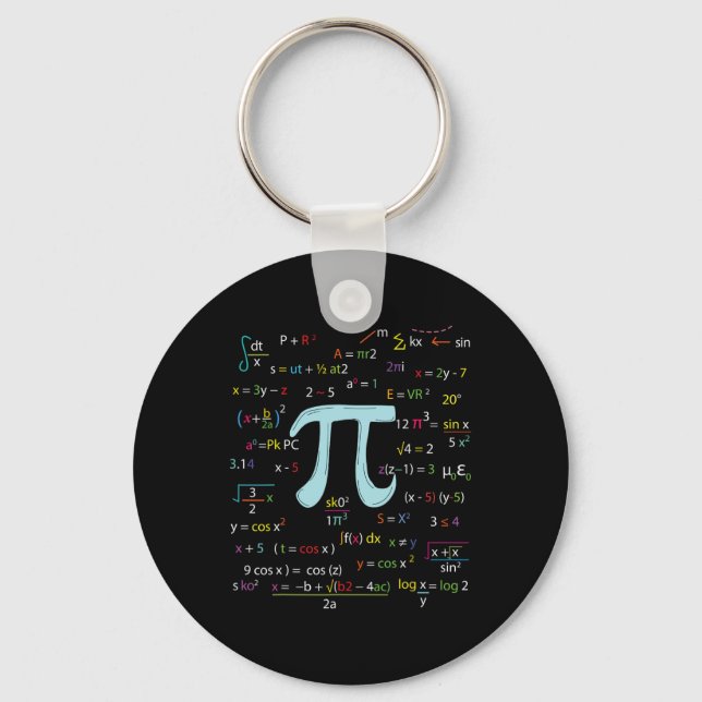 Pi Circle Number Formulas Nerdy Mathematicians Pi  Key Ring (Front)