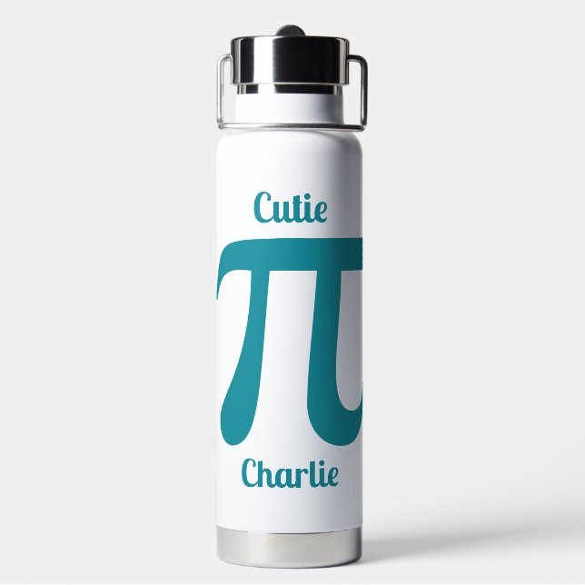 Pi / Cutie Pi custom text & colour Water Bottle (Back)