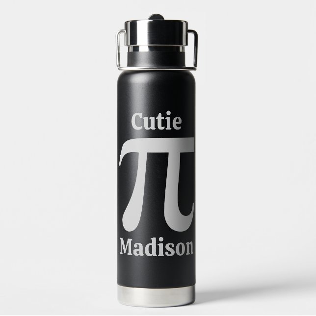 Pi / Cutie Pie custom name Water Bottle (Back)