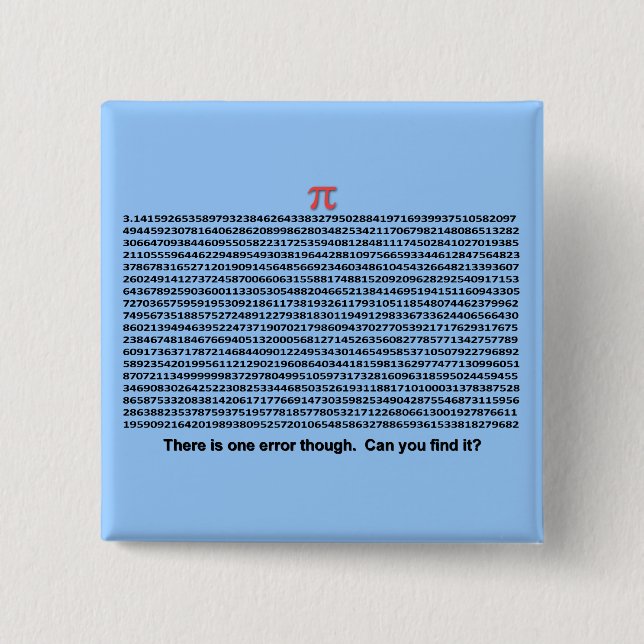 Pi Day 15 Cm Square Badge (Front)