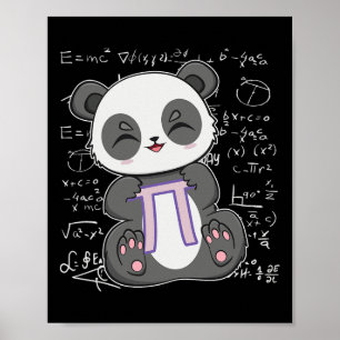 Pi Day 3.14159 Algebra Mathematic Anime Panda Bear Poster