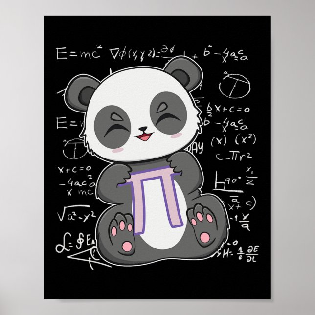 Pi Day 3.14159 Algebra Mathematic Anime Panda Bear Poster (Front)
