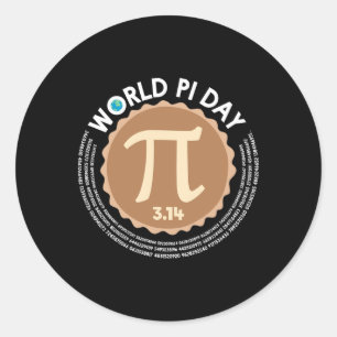 Pi Day - 3.14 March 14 - Math Geometry Nerd - Pie Classic Round Sticker