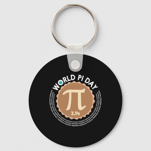 Pi Day - 3.14 March 14 - Math Geometry Nerd - Pie  Key Ring (Front)