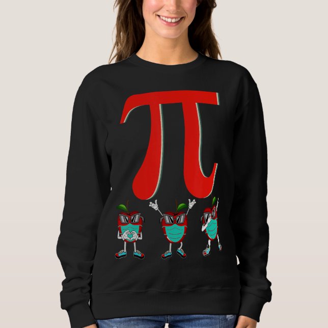 Pi Day 3 14 Math Apple Wearing Mask Teacher Studen Sweatshirt (Front)