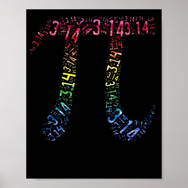 Pi Day 3.14 Math Geek Colourful Poster (Front)