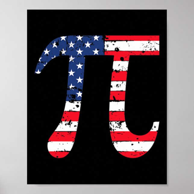Pi Day American Flag Patriotic Math Nerd 3.14 Funn Poster (Front)
