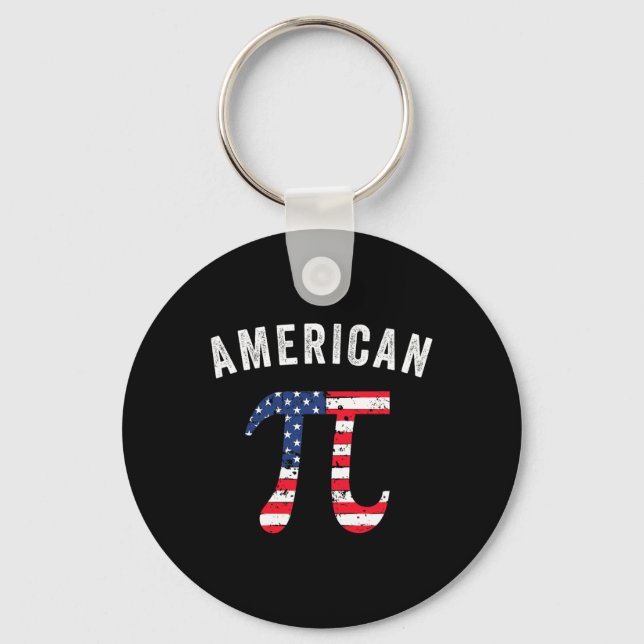 Pi Day American Flag Patriotic Math Nerd 3.14 July Key Ring (Front)