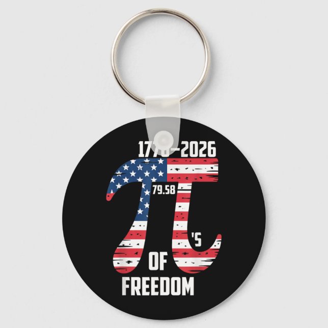 Pi Day American Flag Patriotic Math Nerd Geek 314 Key Ring (Front)