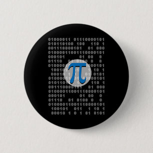 Pi Day Ascii Binary Code 3.14 Pi Symbol Math Nerd  6 Cm Round Badge