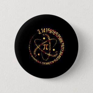 Pi Day Atom Pi 3.14 Science Math Lover 6 Cm Round Badge