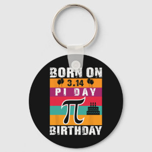 Pi Day Born On Pi Day Birthday 3.14 Cake Key Ring