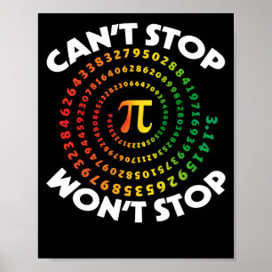 Pi Day Can't Won't Stop Math 2022 Dress Kids Art Poster