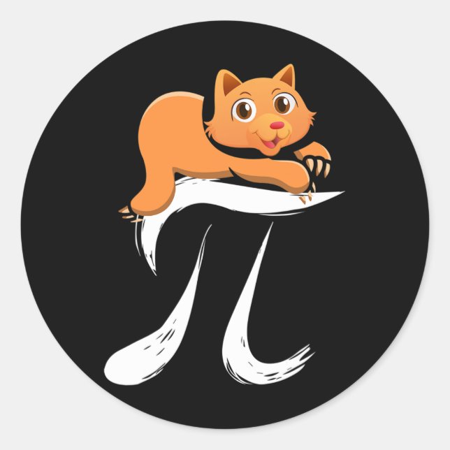 Pi Day Cat Kitten March 14 Math Mathematics  Classic Round Sticker (Front)