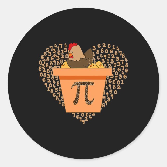 Pi Day Chicken Pot Pi Pie Math 3.14  Classic Round Sticker (Front)