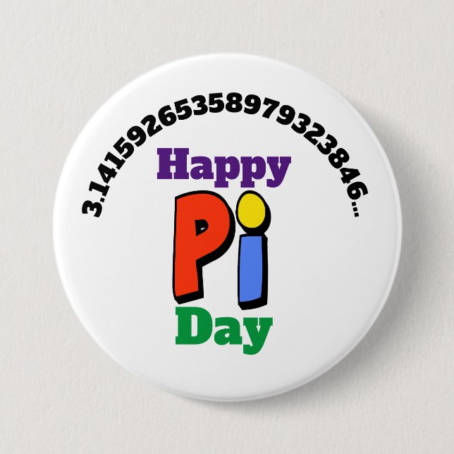 Pi Day Colourful Button (Front)