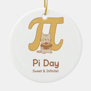 Pi Day Cute Cat Postcard – Sweet & Infinite   Math Ceramic Tree Decoration