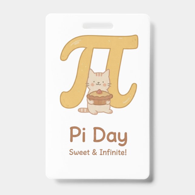 Pi Day Cute Cat Postcard – Sweet & Infinite | Math ID Badge (Front)