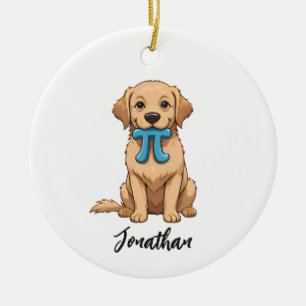Pi Day Dog With Pi Symbol Happy Pi Day Ceramic Tree Decoration