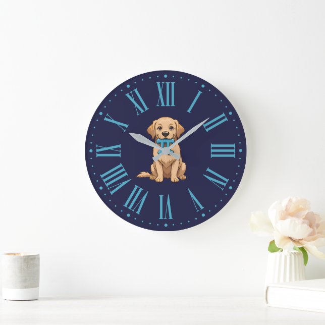 Pi Day Dog With Pi Symbol | Happy Pi Day Large Clock (Home)