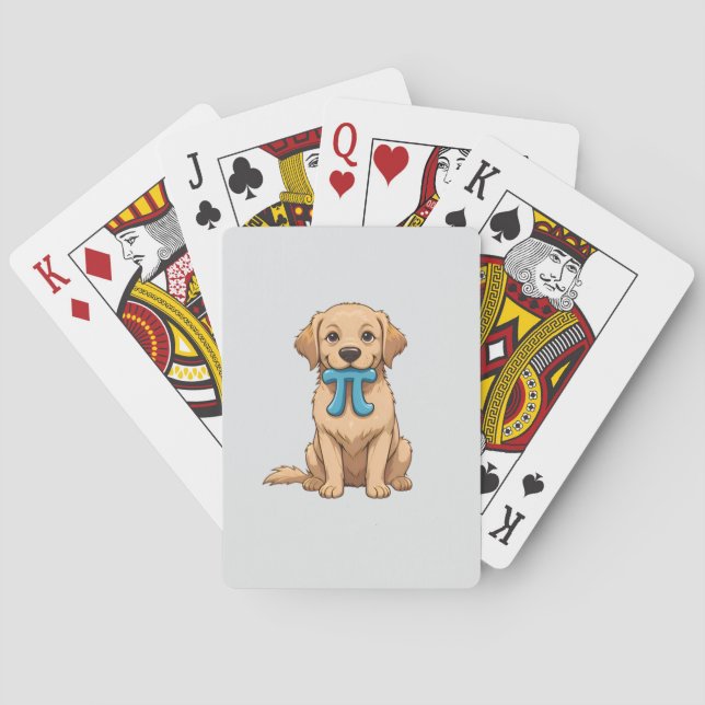 Pi Day Dog With Pi Symbol | Happy Pi Day Playing Cards (Back)