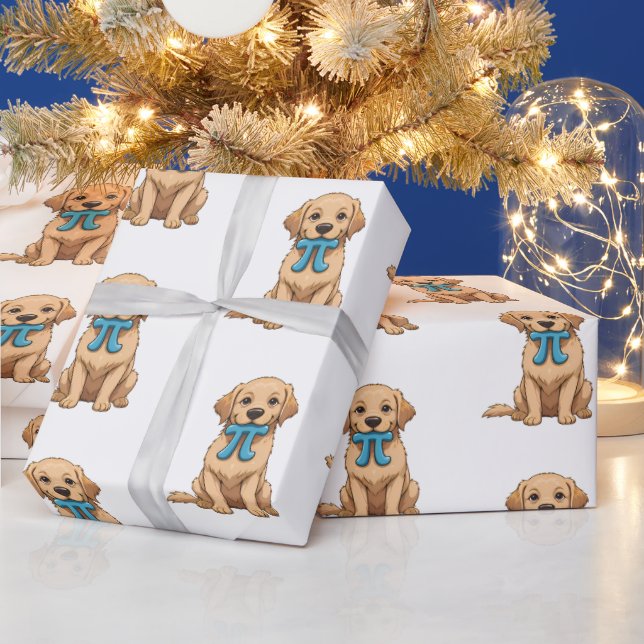 Pi Day Dog With Pi Symbol | Happy Pi Day Wrapping Paper (Holidays)