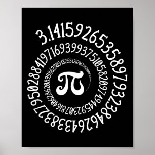 Pi Day Funny Vintage Graphic Spiral Formula Math L Poster