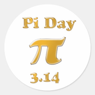 Pi Day Gold on White Classic Round Sticker