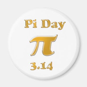 Pi Day Gold on White Magnet