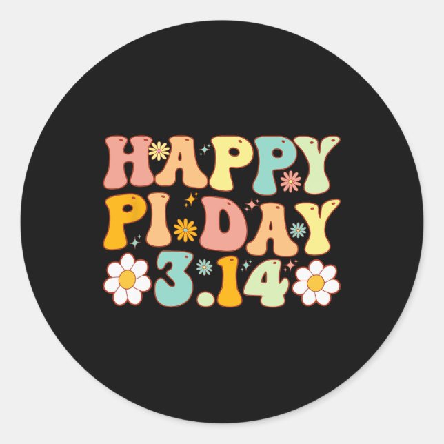 Pi Day Groovy Math Lover 3.14 Math Teacher Men Wom Classic Round Sticker (Front)