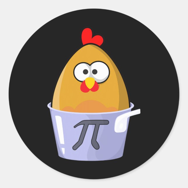 Pi Day Humourous Chicken Pot Pie Math Lover Novelt Classic Round Sticker (Front)