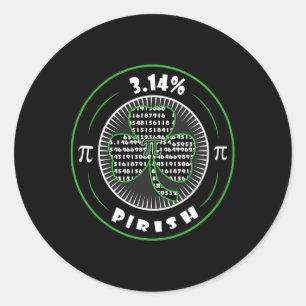 Pi Day Irish Shamrock Clover Pirish Math Lover Gee Classic Round Sticker