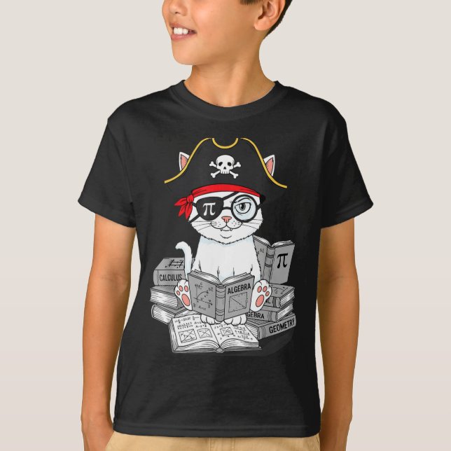 Pi Day Math Cat Nerd Math Pirate Teacher Student A T-Shirt (Front)