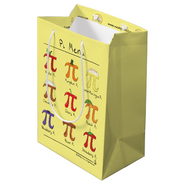 Pi Day Menu Cute Funny Math Medium Gift Bag (Back Angled)