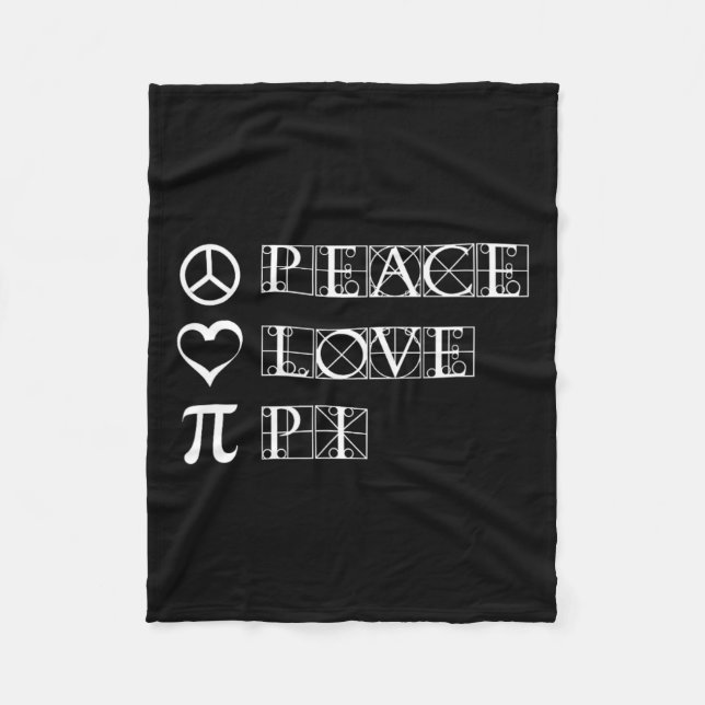 Pi Day Peace Love Math Geometry Trigonometry  Fleece Blanket (Front)