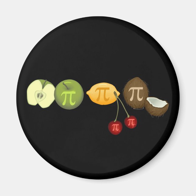 Pi Day, Pi on Various Fruit Magnet (Front)