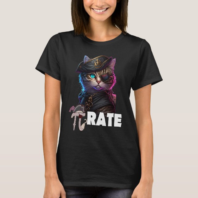 Pi Day Pirate Cat  Math Science Teacher Pi rate 3  T-Shirt (Front)
