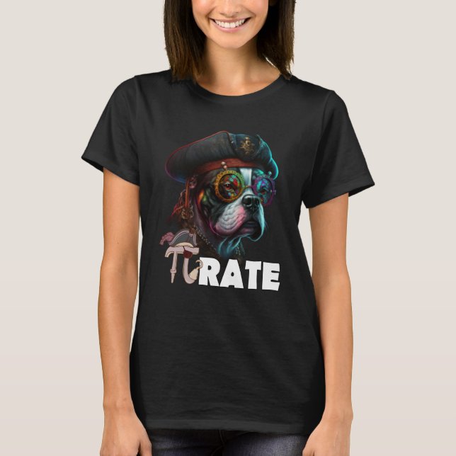 Pi Day Pirate Dog 3 14 Math Science Teacher Dog Pi T-Shirt (Front)