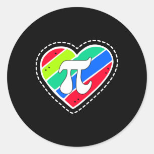 Pi Day Rainbow Hearts Math Teacher Gift Classic Round Sticker