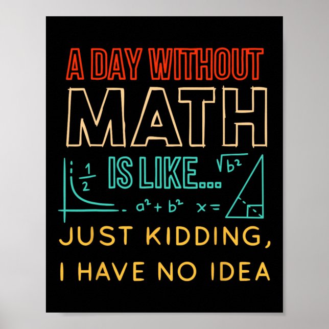 Pi Day Shirt Retro A Day Without Math Is Like Just Poster (Front)