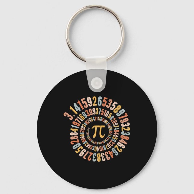 Pi Day Spiral Math Pi  Key Ring (Front)