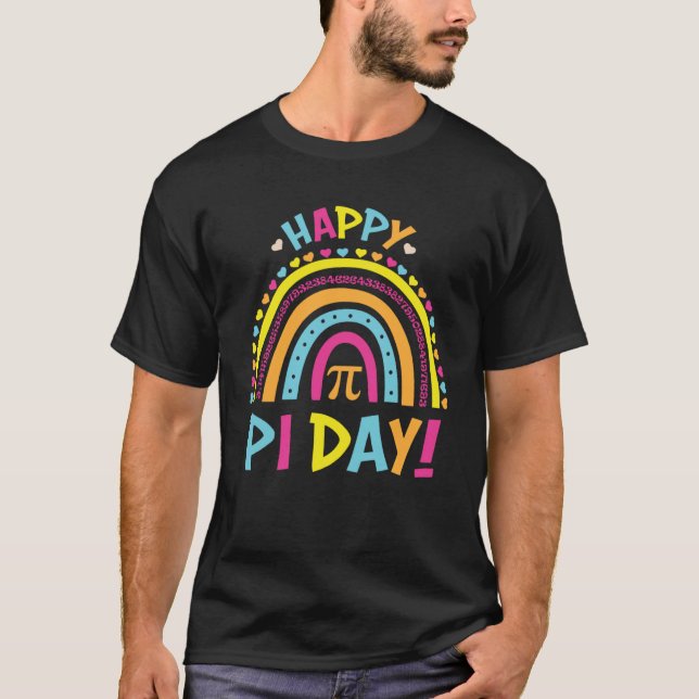Pi Day  Spiral Pi Math Teacher 3 14 Leopard Rainbo T-Shirt (Front)